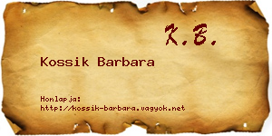 Kossik Barbara névjegykártya